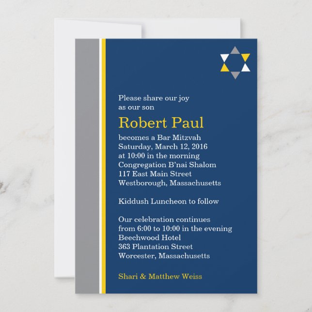 Moderner Star Bar Mitzvah Einladung (Vorderseite)