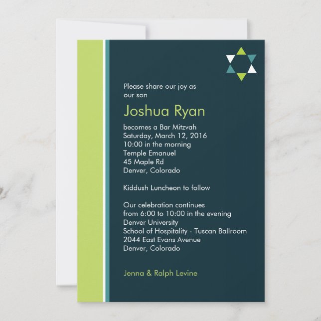 Moderner Star Bar Mitzvah Einladung (Vorderseite)