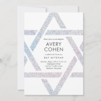 Moderner Star Holographic Glitzer Bat Mitzvah