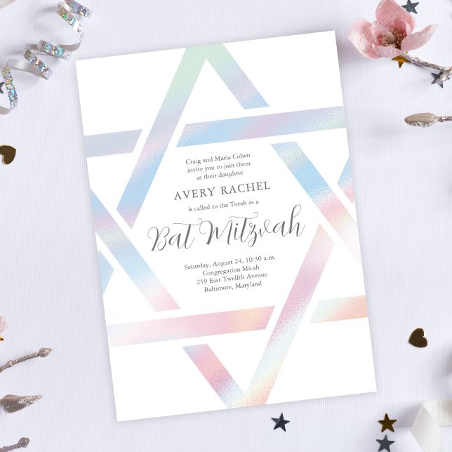 Moderner Star von David Pastel Bat Mitzvah Einladung (Von Creator hochgeladen)