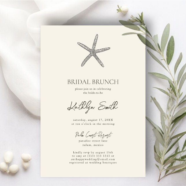 Moderner Starfish Beach Ocean Wedding Bridal Brunc Einladung (Von Creator hochgeladen)
