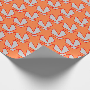 Moderner Stern geometrisch - korallenrotes Orange Geschenkpapier