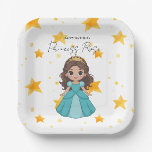 Moderner Stern und Disney-Prinzessin-Geburtstag Pappteller