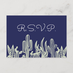 Moderner Sternenhimmel und Kactus Navy Wedding RSV RSVP Karte
