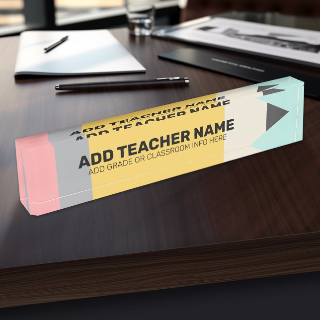 Moderner Stift mit Lehrer und Klasseninformationen Namensplakette (Personalized Teacher Name Plate)