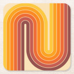 Moderner Stil des Mittelalters Rechteckiger Pappuntersetzer<br><div class="desc">Retro Futuristic Mid Century Geometric Double Arch Design in Earth Tones.</div>