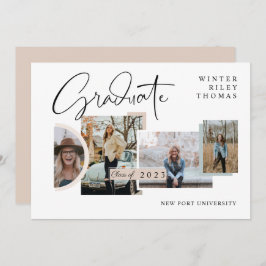 Moderner, stilvoller Abschluss Four Photo Collage  Einladung