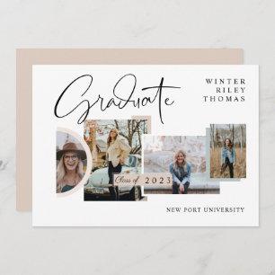 Moderner, stilvoller Abschluss Four Photo Collage  Einladung