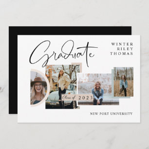 Moderner, stilvoller Abschluss Four Photo Collage  Einladung