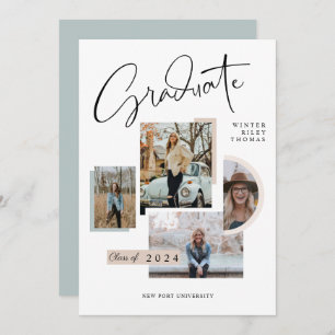 Moderner, stilvoller Abschluss Four Photo Collage  Einladung