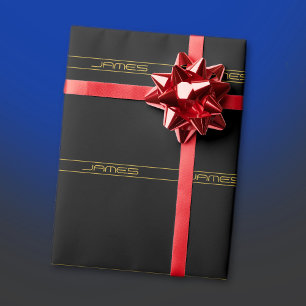 Moderner stilvoller editierbarer Goldtext & Streif Geschenkpapier