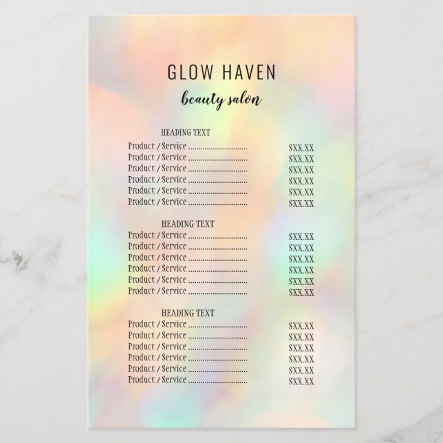 Moderner, stilvoller Holographic Beauty Salon Flyer (Vorne)