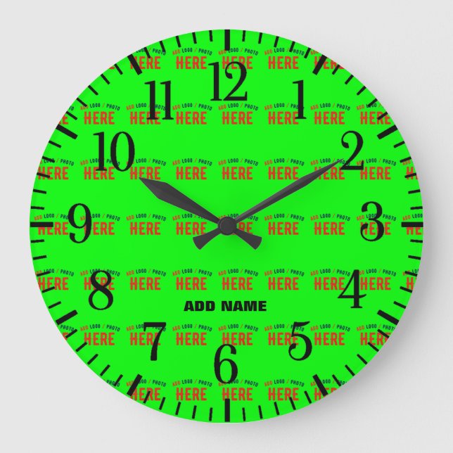 MODERNER STILVOLLER KUNSTSTOM NEON GREEN VERIFIED  GROßE WANDUHR (Vorderseite)