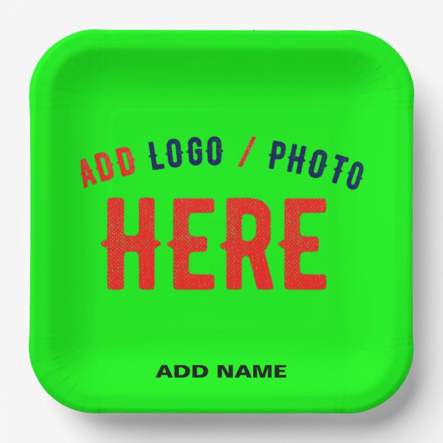 MODERNER STILVOLLER KUNSTSTOM NEON GREEN VERIFIED  PAPPTELLER (Vorderseite)