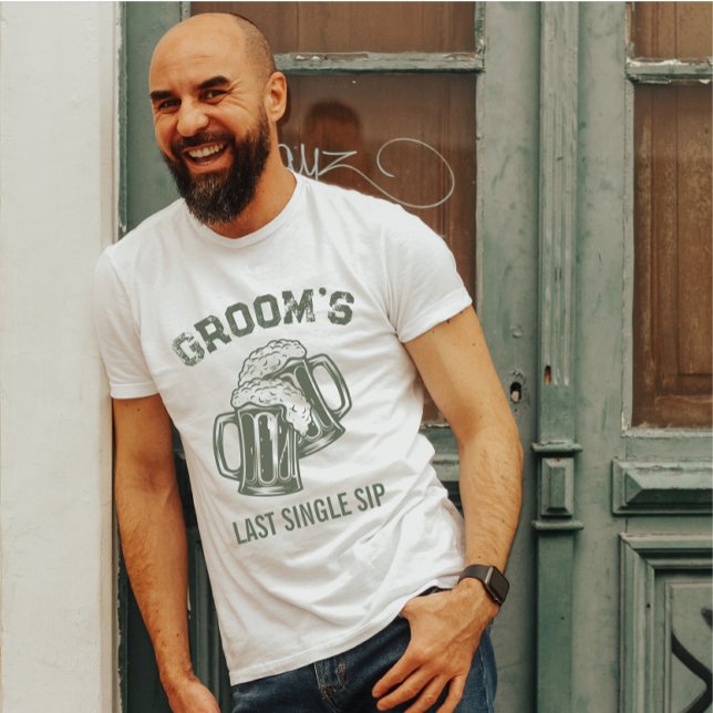 Moderner, stilvoller letzter Biersieb Grüner Garte Tri-Blend Shirt (Modern groom Bachelors party t-shirt )