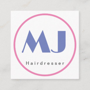 Moderner, stilvoller Monogram Blue White Friseur Begleitkarte