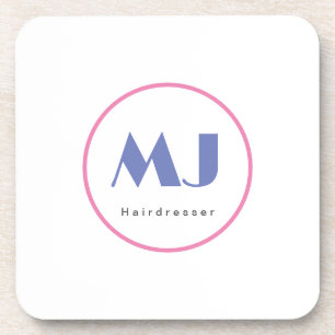 Moderner, stilvoller Monogram Blue White Friseur Getränkeuntersetzer