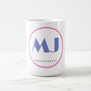Moderner, stilvoller Monogram Blue White Friseur Kaffeetasse