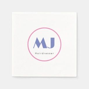 Moderner, stilvoller Monogram Blue White Friseur Serviette