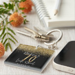 Moderner, stilvoller Schwarz-Gold-Glitzer 70 Gebur Schlüsselanhänger<br><div class="desc">Moderne Schwarz-Gold-Effekt-Glitzer 70. Geburtstagsgeschenk. Teil einer eleganten,  stilvollen Kollektion.</div>