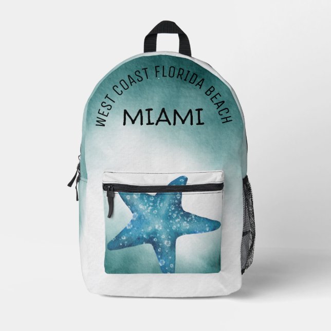 Moderner, stilvoller Westküste Florida Strand Miam Bedruckter Rucksack (Vorderseite)