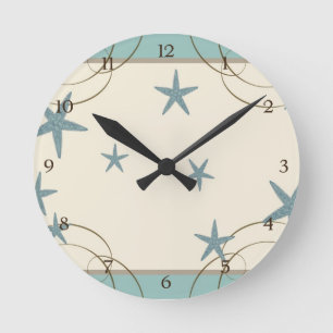 Moderner Strand-Haus-Dekorstarfish-Sand-Dollar Runde Wanduhr