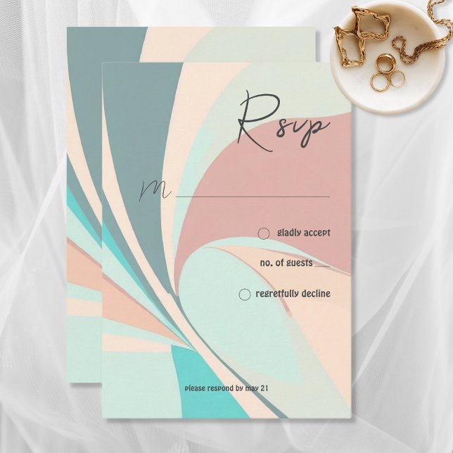 Moderner Strand mit Heart Vellum Style Wedding RSVP Karte (Von Creator hochgeladen)