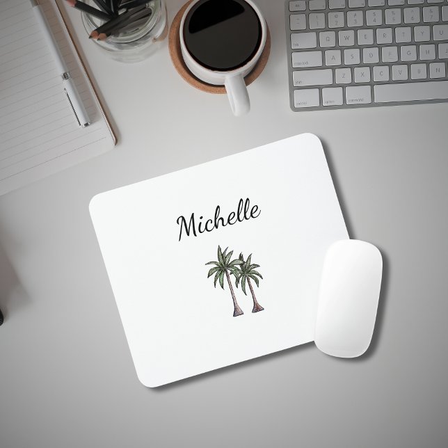Moderner Strand mit tropischen Palmen Personalisie Mousepad (Von Creator hochgeladen)
