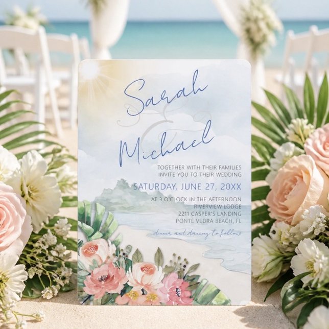 Moderner Strand und Einladung zur Hochzeit mit Blu (Von Creator hochgeladen)