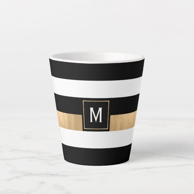 Moderner Strip Mit Monogramm Milchtasse (Vorderseite)
