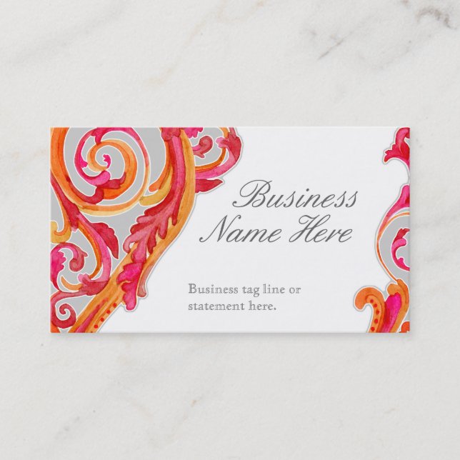 Moderner Strudel blühen Herz-Mandarine-heißes Rosa Visitenkarte (Vorderseite)