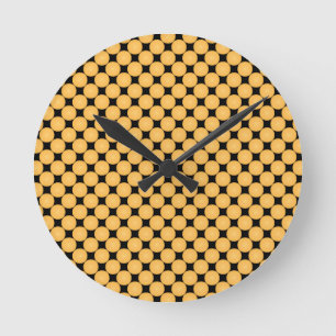 Moderner, stylischer Gelber Polka Dot Runde Wanduhr