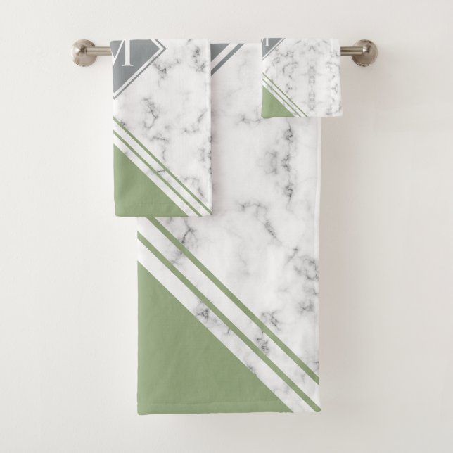 Moderner, stylischer, silbriger, grauer Marmor Badhandtuch Set (Insitu)