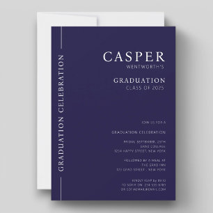 Moderner, stylischer Typograf und blaue Graduierte Einladung