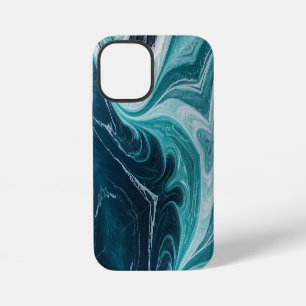 Moderner Stylist mit blauem Marmor und gesprungene iPhone 12 Mini Hülle
