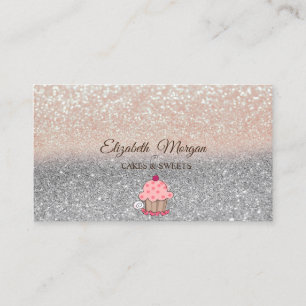 Moderner Süßer Cupcake, Glitter Ombre Visitenkarte