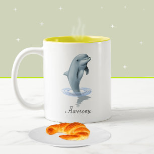 Moderner süßer Delfin, Schrift und Monogramm Zweifarbige Tasse