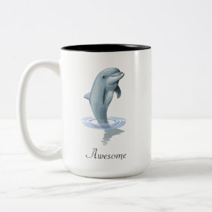 Moderner süßer Delfin, Schrift und Monogramm Zweifarbige Tasse