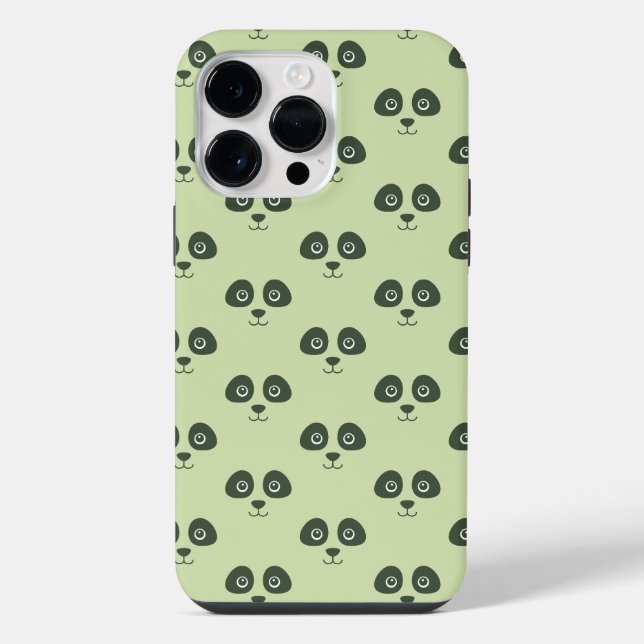 Moderner süßer Panda-Gesicht hellgrün iPhone Hülle (Rückseite)