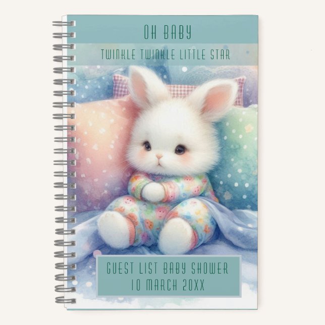 Moderner süßer Pastell-Hase Notizbuch (Vorderseite)