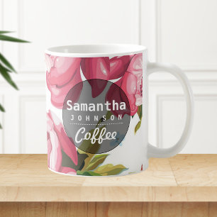Moderner süßer rosa Blumenname personalisiert Tasse