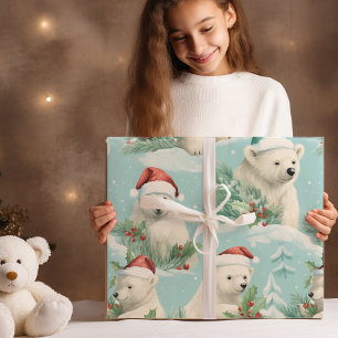 Moderner süßer Weihnachts-Teddybär Geschenkpapier