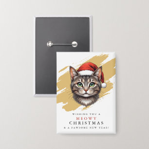 Moderner süßer Weihnachtskatze mit Santa-Hut Button