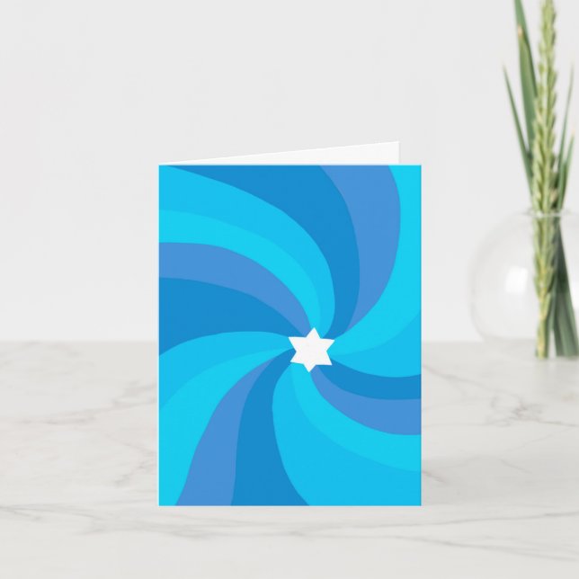 Moderner Swirl Star von David Custom Bar Bat Mitzv Dankeskarte (Vorderseite)