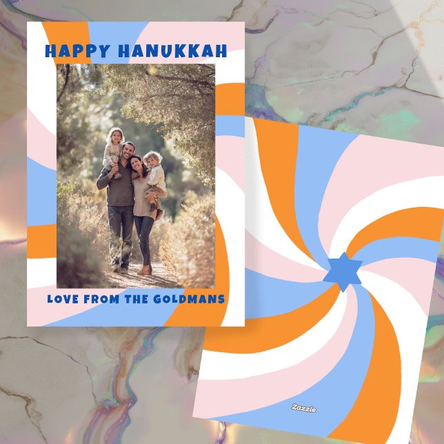 Moderner Swirl Star von David HAPPY HANUKKAH CUSTO Feiertagskarte (Modern Swirl Star of David HAPPY HANUKKAH CUSTOM Holiday Card
)