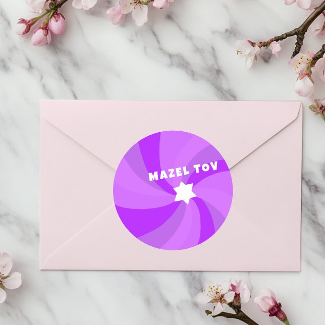 Moderner Swirl Star von David MAZEL TOV Mitzvah Runder Aufkleber (Modern Swirl Star of David MAZEL TOV Mitzvah Classic Round Sticker
)