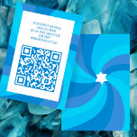 Moderner Swirl Star von David QR Code Bar Bat Mitz Begleitkarte<br><div class="desc">Perfektes Gehäuse oder RSVP-Karte für eine Fledermausmitzvah, Bar mitzvah oder andere jüdische Feier! Handgemachte Kunst für Sie. Vollständig anpassbar! Klicken Sie auf "Personalisieren" oben, um den Text zu bearbeiten und Ihren Link zum QR-Code hinzuzufügen. Klicken Sie auf "Bearbeiten mit dem Design-Tool", um die Schriftart, Farben und Platzierungen anzupassen und das...</div>