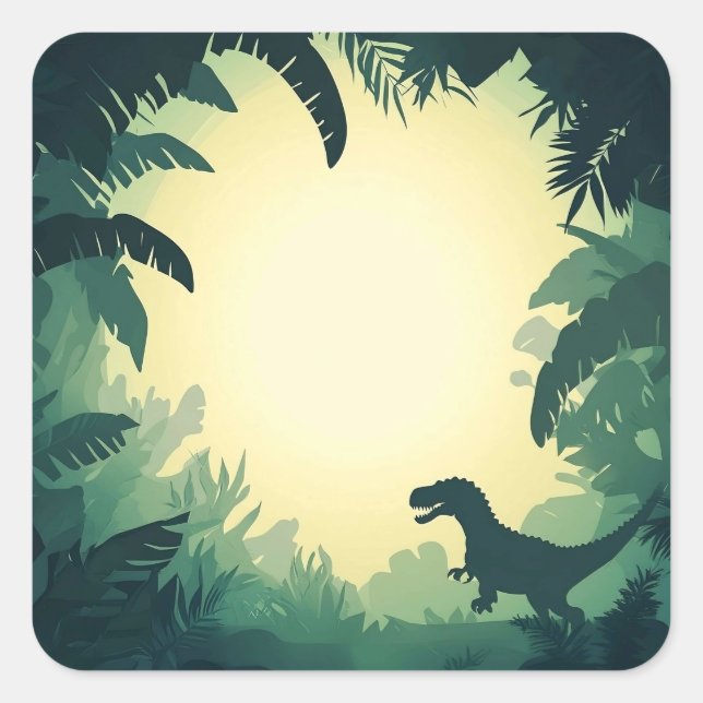 Moderner T-Rex Dinosaur Silhouette Square Sticker (Vorderseite)