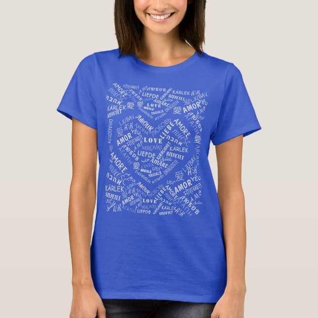 Moderner T - Shirt mit Text Multi Language Liebe W (Vorderseite)