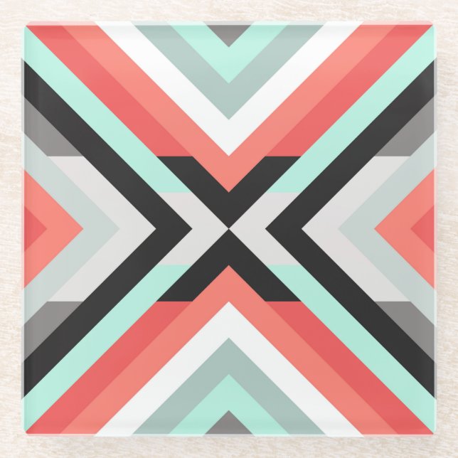 Moderner tadelloser korallenroter dekorativer glasuntersetzer (Vorderseite)